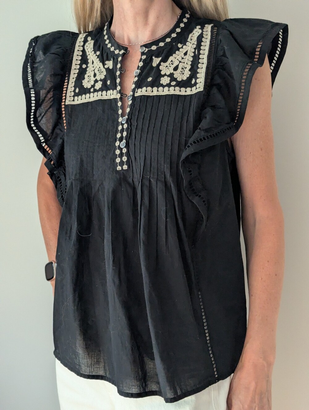 GAP Black Flutter Sleeve Top